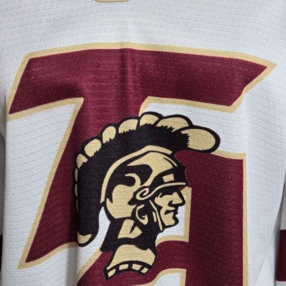 SP Flo Knit Thornton Academy Trojans 39 White and Maroon Hockey Jersey - Picture 2 of 5